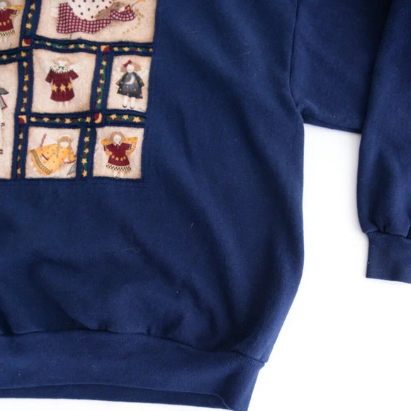 Vintage Jerseys Navy Maroon Angels Patchwork Crewneck Sweater 2X - Picture 2 of 13
